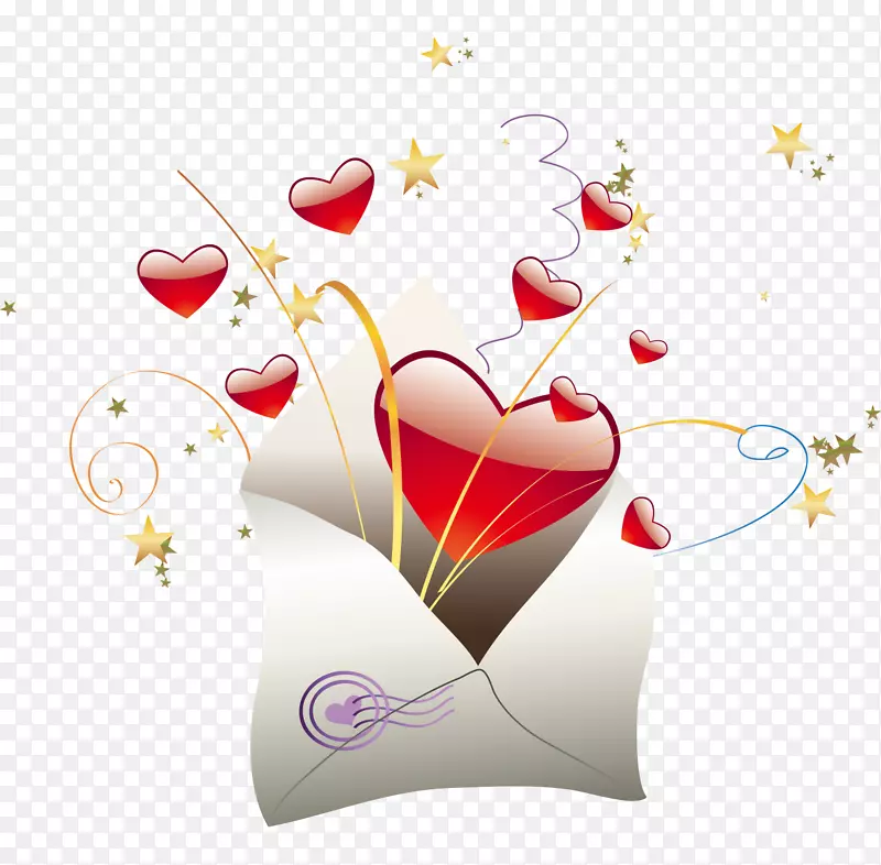 情人节信件夹艺术-带丝带爱情的信封