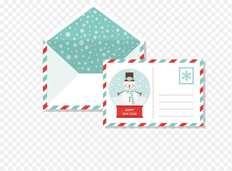 纸明信片信封圣诞节-创意雪人明信片和信封材料