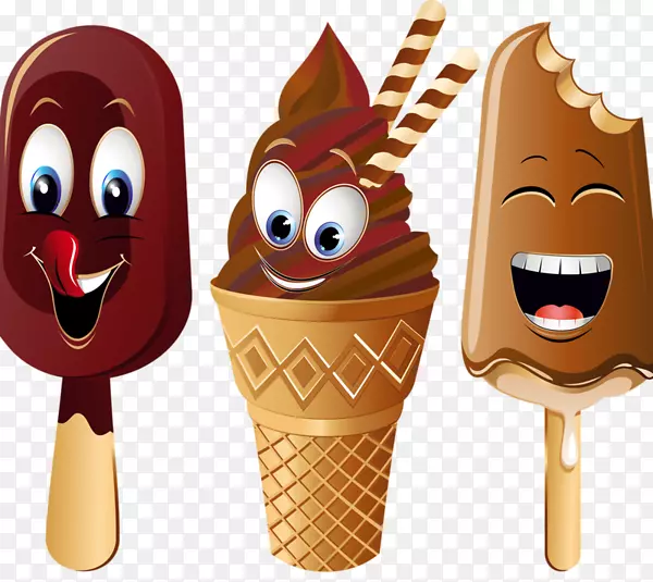 冰淇淋锥巧克力冰淇淋手绘卡通冰淇淋