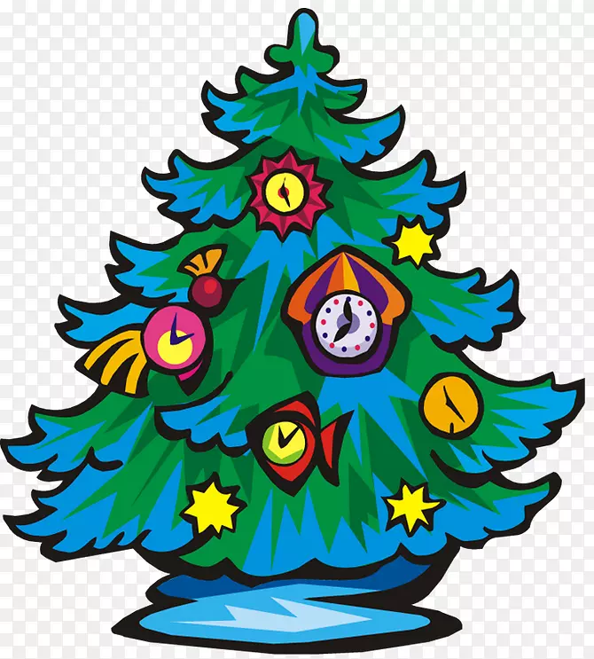 Ded Moroz新年树画圣诞树剪贴画卡通圣诞树
