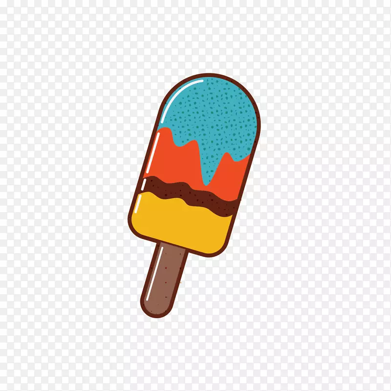 冰淇淋筒巧克力冰淇淋流行蓝红黄色冰淇淋