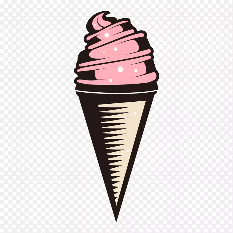 冰淇淋圆锥巧克力冰淇淋华夫饼粉红冰淇淋