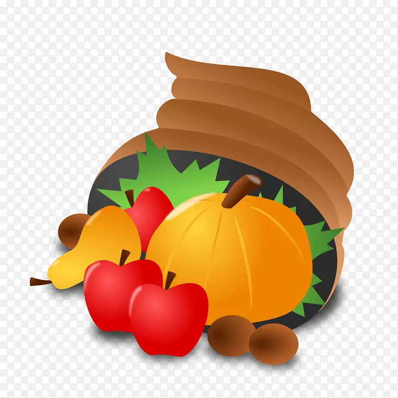 感恩节图标-卡通苹果南瓜