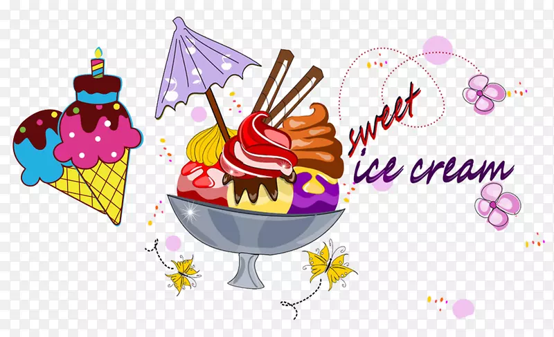 冰淇淋华夫饼-卡通冰淇淋