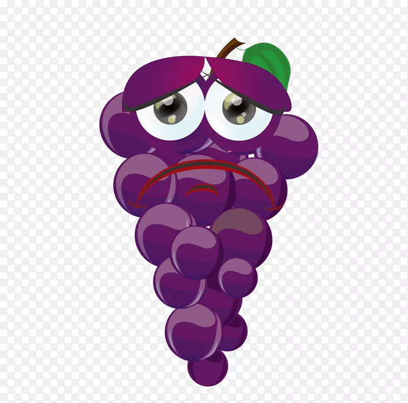 葡萄卡通画-免费-紫色可爱葡萄标志