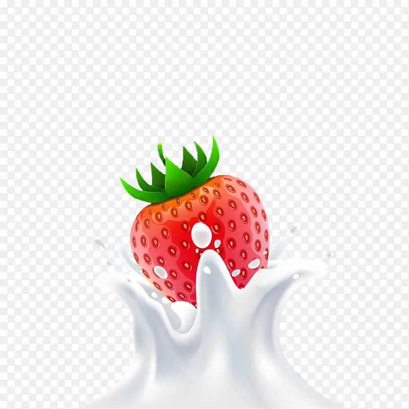 草莓味牛奶-新鲜草莓水果牛奶纸箱水彩画广告