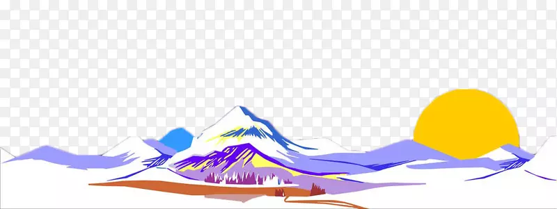 剪贴画手绘彩色天然山