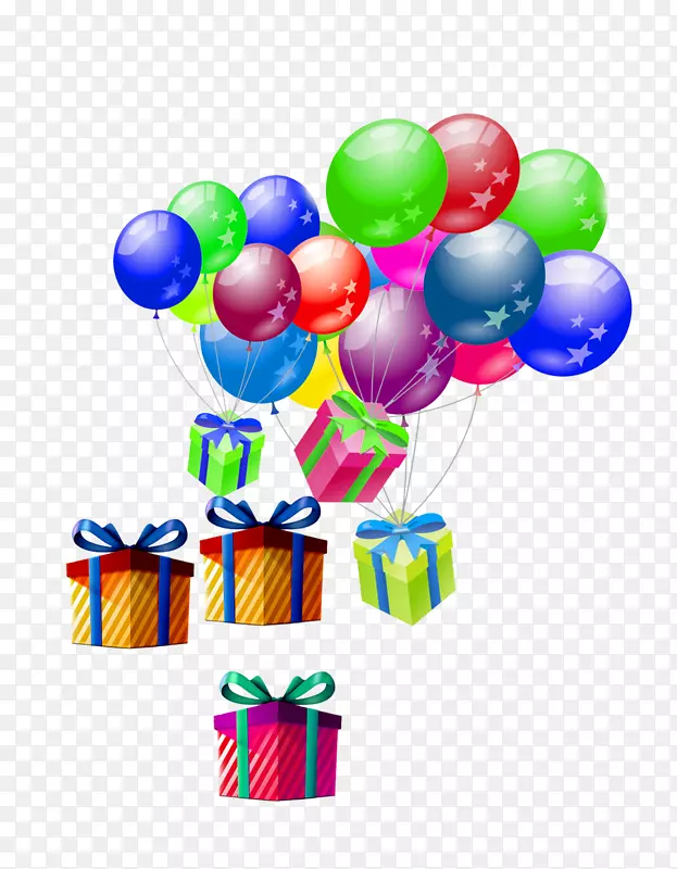 气球飞行礼品盒-气球和礼品盒