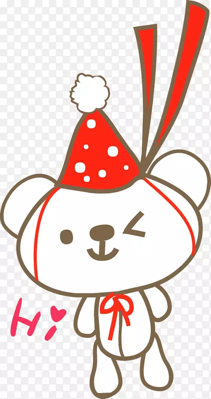 圣诞装饰品剪贴画-戴红帽问候玩具熊