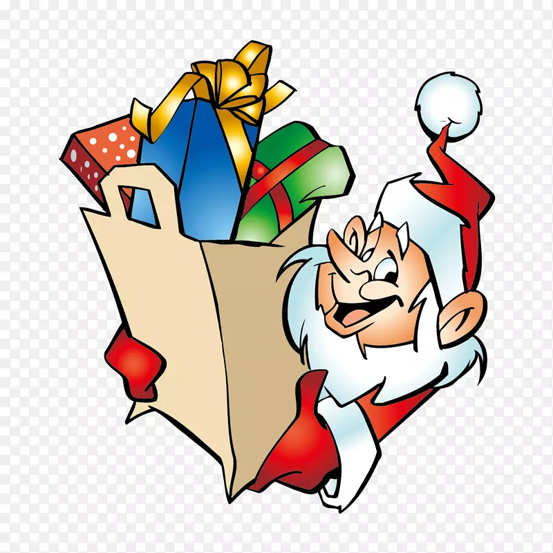 Ded Moroz圣诞老人着色书儿童剪贴画-圣诞老人拿着礼物