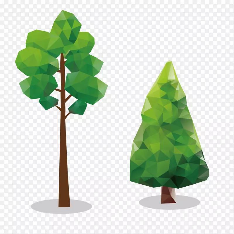 树木-菱形纹理绿色植物