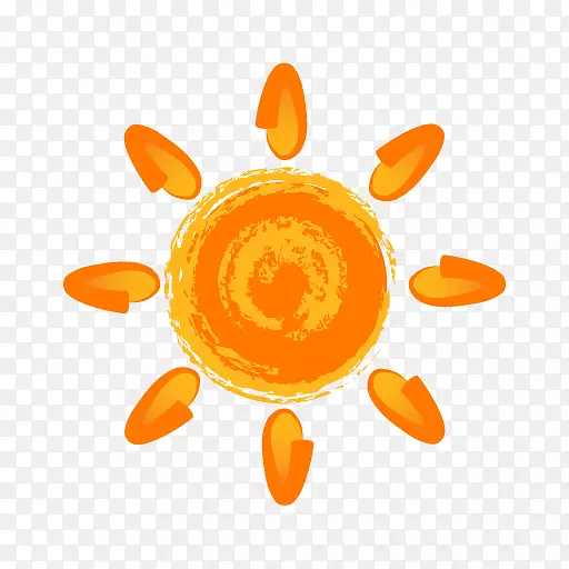 画太阳图标-手绘橙色太阳