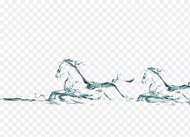 水草刷-两匹马跑