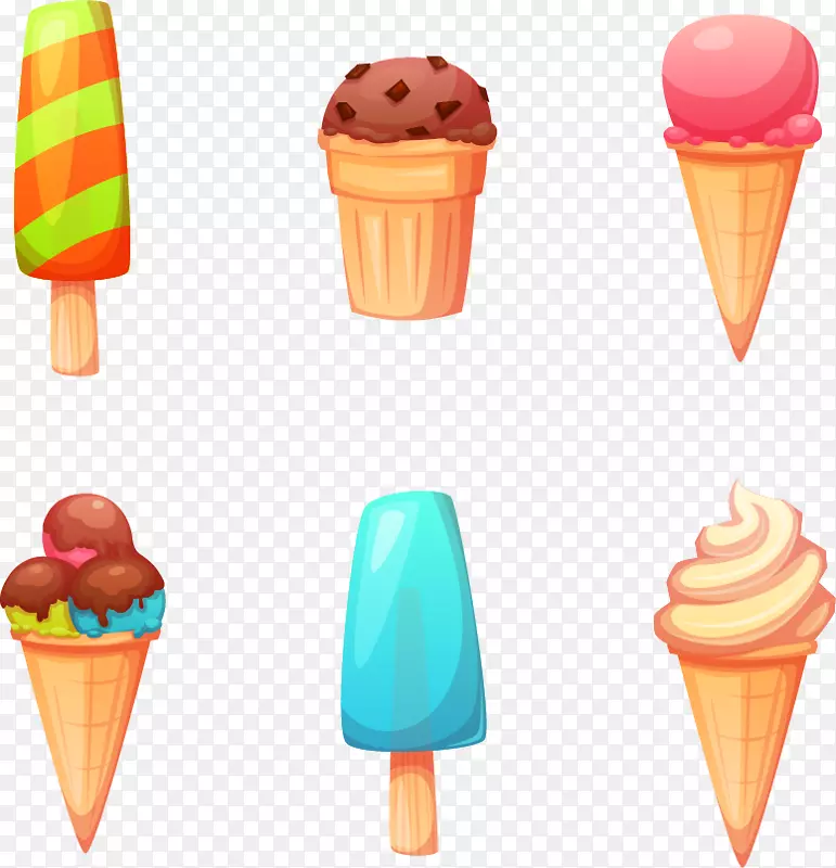 冰淇淋饼干卷卡通可爱冰淇淋元素