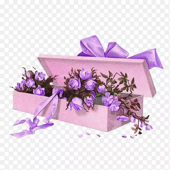 纸花玫瑰贺卡盒紫花花束礼品盒装饰图案