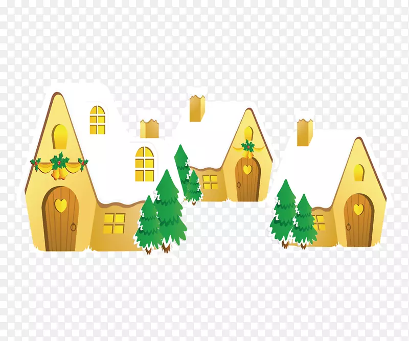 圣诞剪贴画-房子，雪花，创意假日