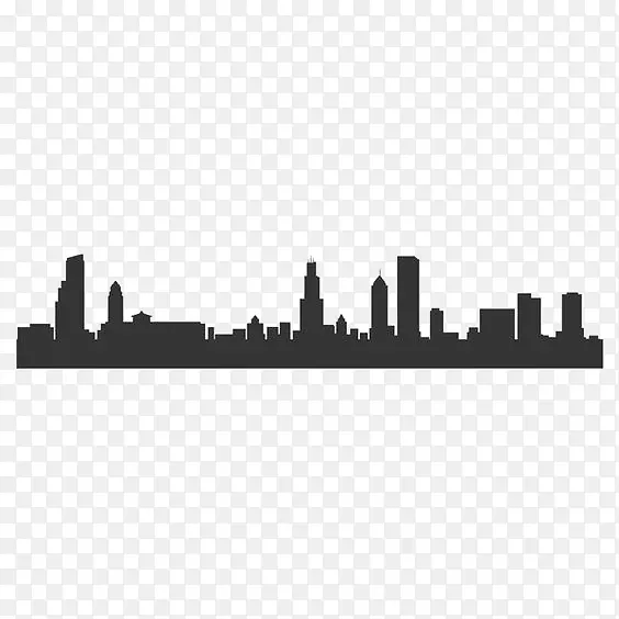 芝加哥天际线剪影模板城-繁华城市
