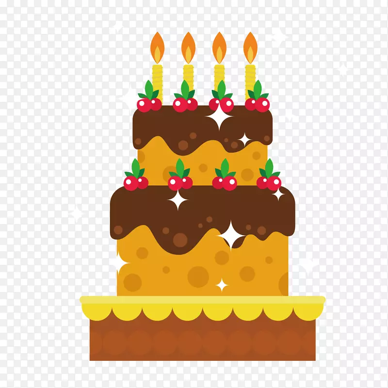 生日蛋糕巧克力蛋糕层蛋糕托-手绘三个生日蛋糕