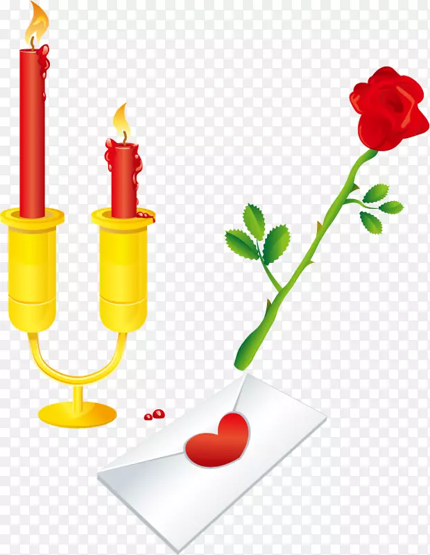 海滩玫瑰-情人节蜡烛玫瑰信封
