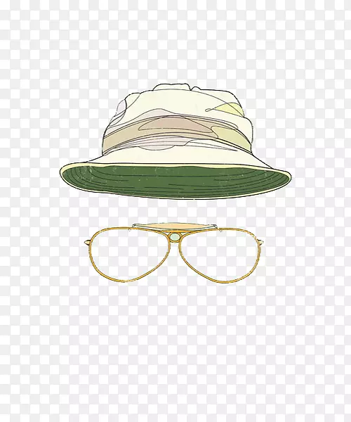 拉斯维加斯插图中的恐惧和厌恶-简单的插图-帽子眼镜