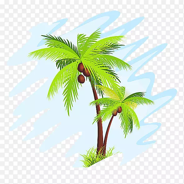 椰子槟榔科剪贴画-创作涂鸦画棕榈