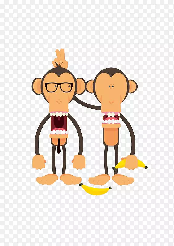 猴子插图-比两只猴子