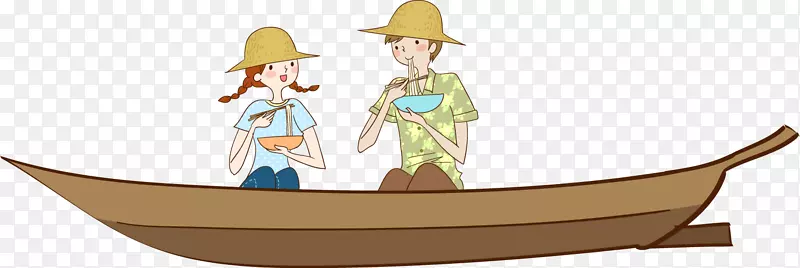 卡通插图-浮船