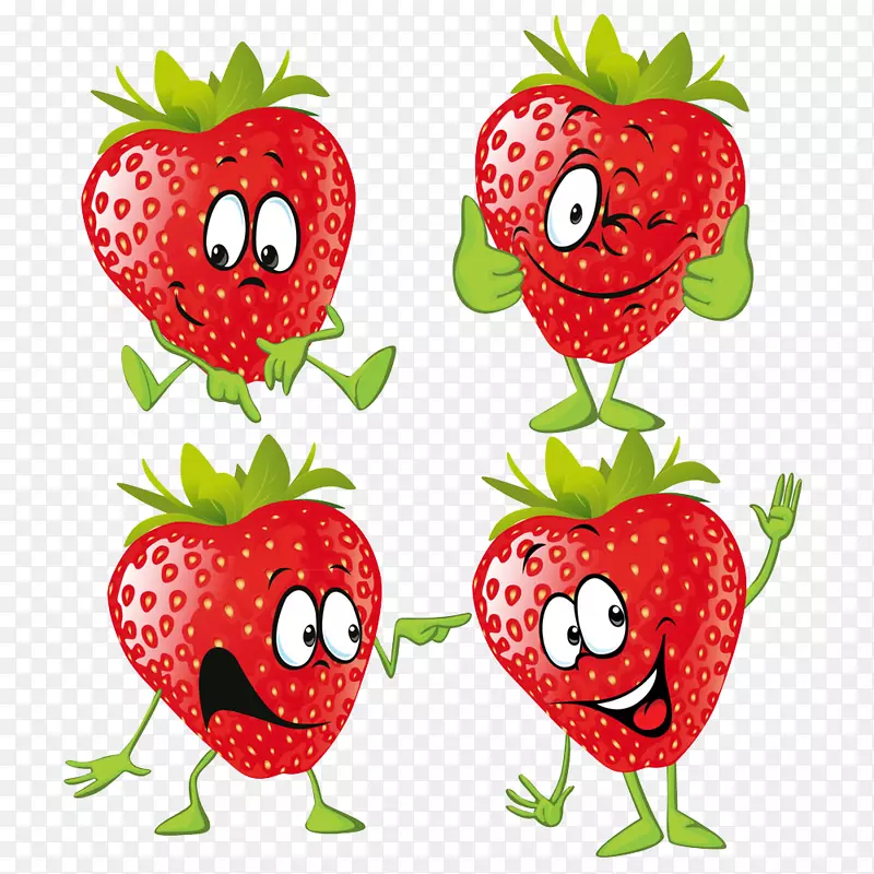 草莓卡通水果插图-草莓