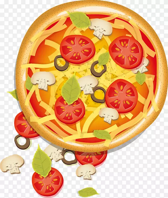 比萨饼蔬菜厨师.手绘蔬菜比萨饼圆形图案