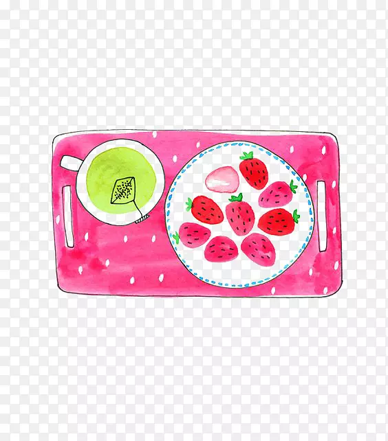 草莓坯插画水彩画插图.草莓板