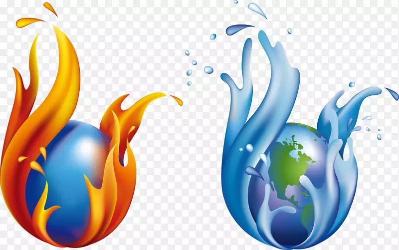 地球水夹艺术.冰和火土