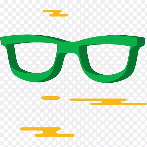 护目镜眼镜t恤眼科图标-绿色眼镜