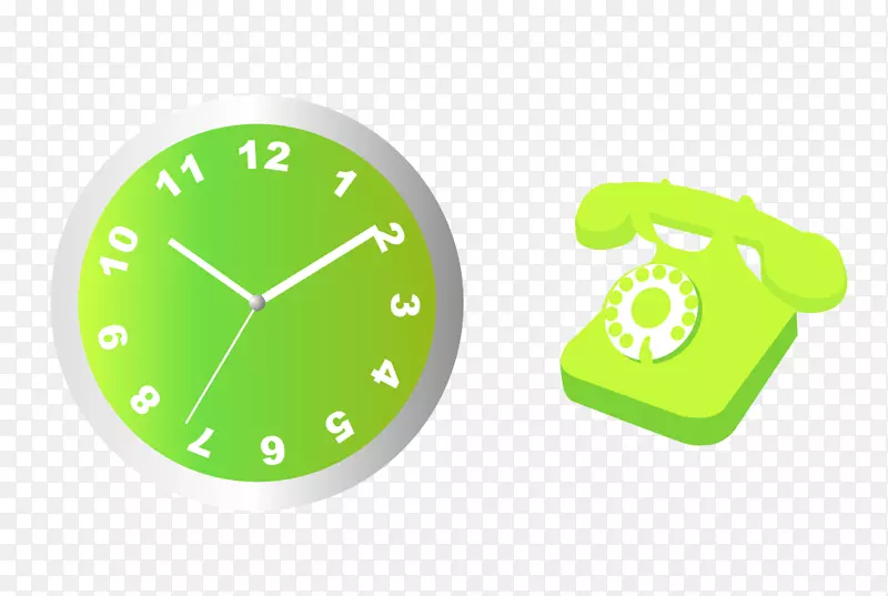 插画时钟插画艺术.绿色手表