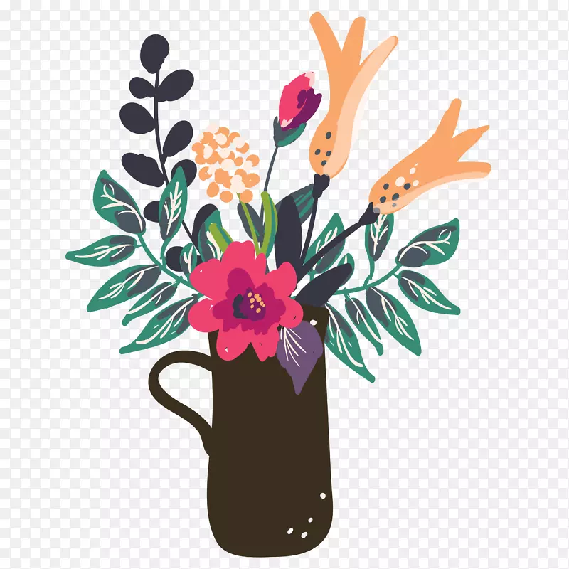 花卉设计花瓶下载-黑色装饰花瓶厂