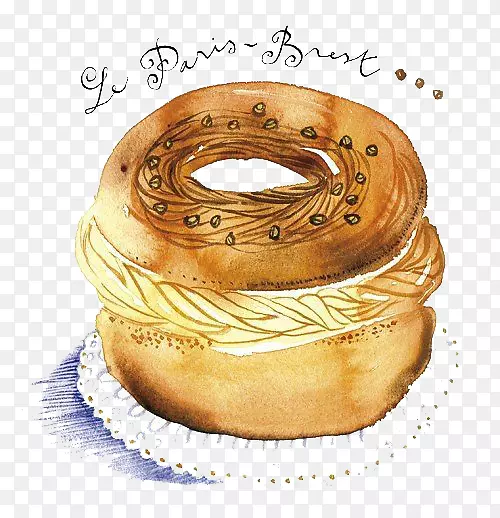 法国美食插画插图-复古奶油戒指