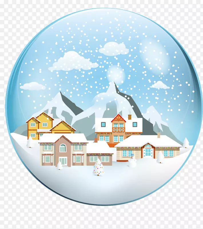 圣诞节卡通水晶球插图.房屋