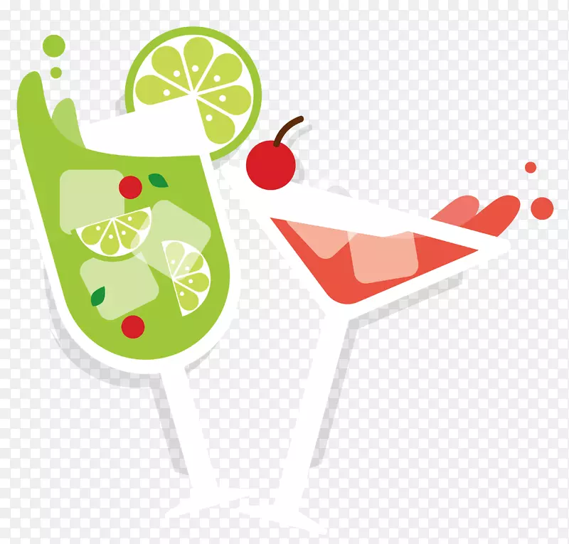 果汁软饮料水果插图-扁平水果饮料图标