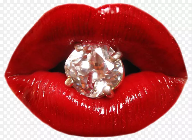 唇蓝色钻石墙纸-红唇菱形