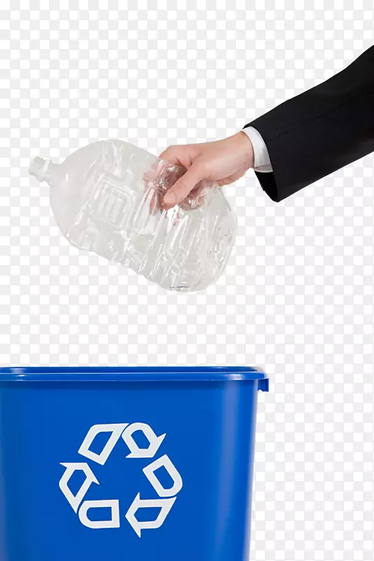 回收站废物容器回收符号-在空瓶内进入垃圾桶。