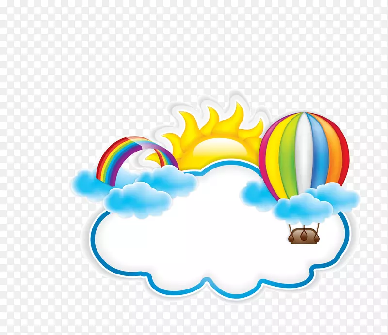 彩色剪贴画.材料气球云太阳