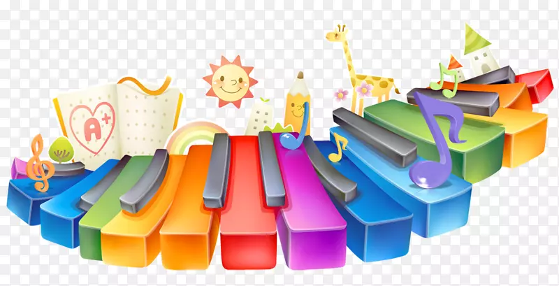 钢琴音乐键盘-学校教育产业卡通