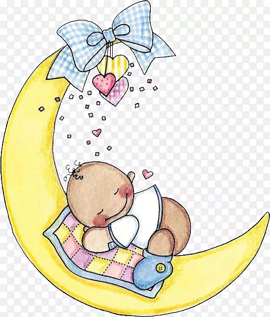 婴儿睡眠儿童剪贴画-儿童画在月球上