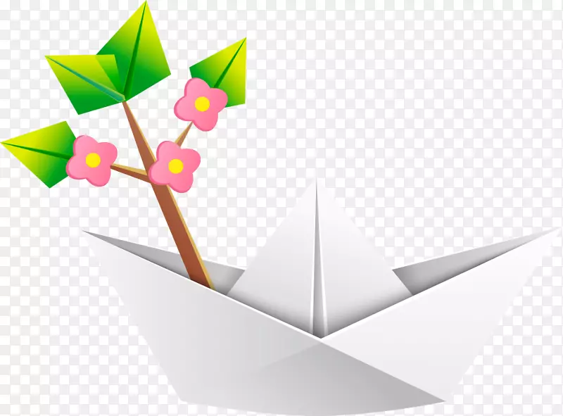 纸折纸工艺品剪贴画折纸船和花