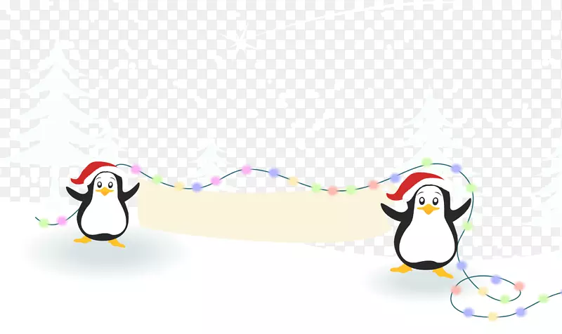 圣诞雪海报-企鹅在雪中嬉戏