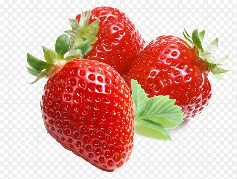 果汁水果草莓苹果桃子-三个草莓果实