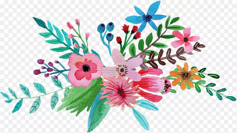 印刷艺术-水彩花卉装饰