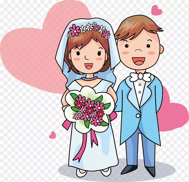 婚礼邀请函卡通浪漫画-卡通情侣