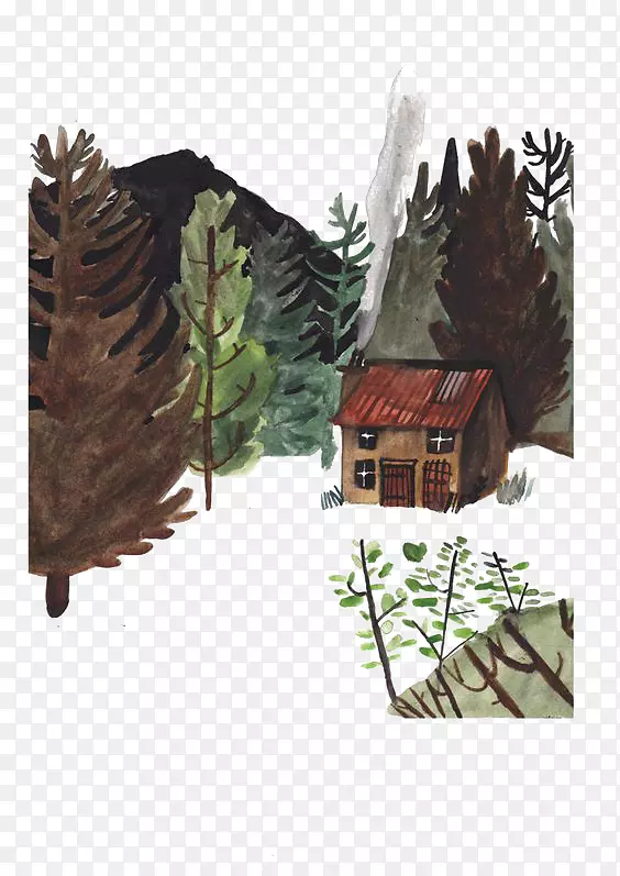 绘画艺术插画-森林小屋PNG图片素材下载_图片编号392736-PNG素材网