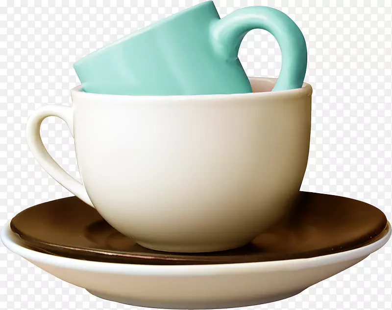 咖啡杯浓咖啡陶瓷盘子和杯子