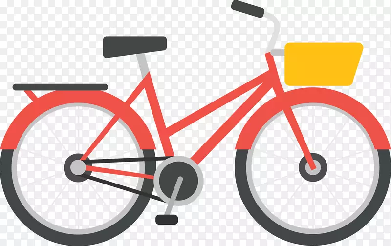 自行车车架岛野脱轨车齿轮曲柄组-鲜活的红色自行车手绘